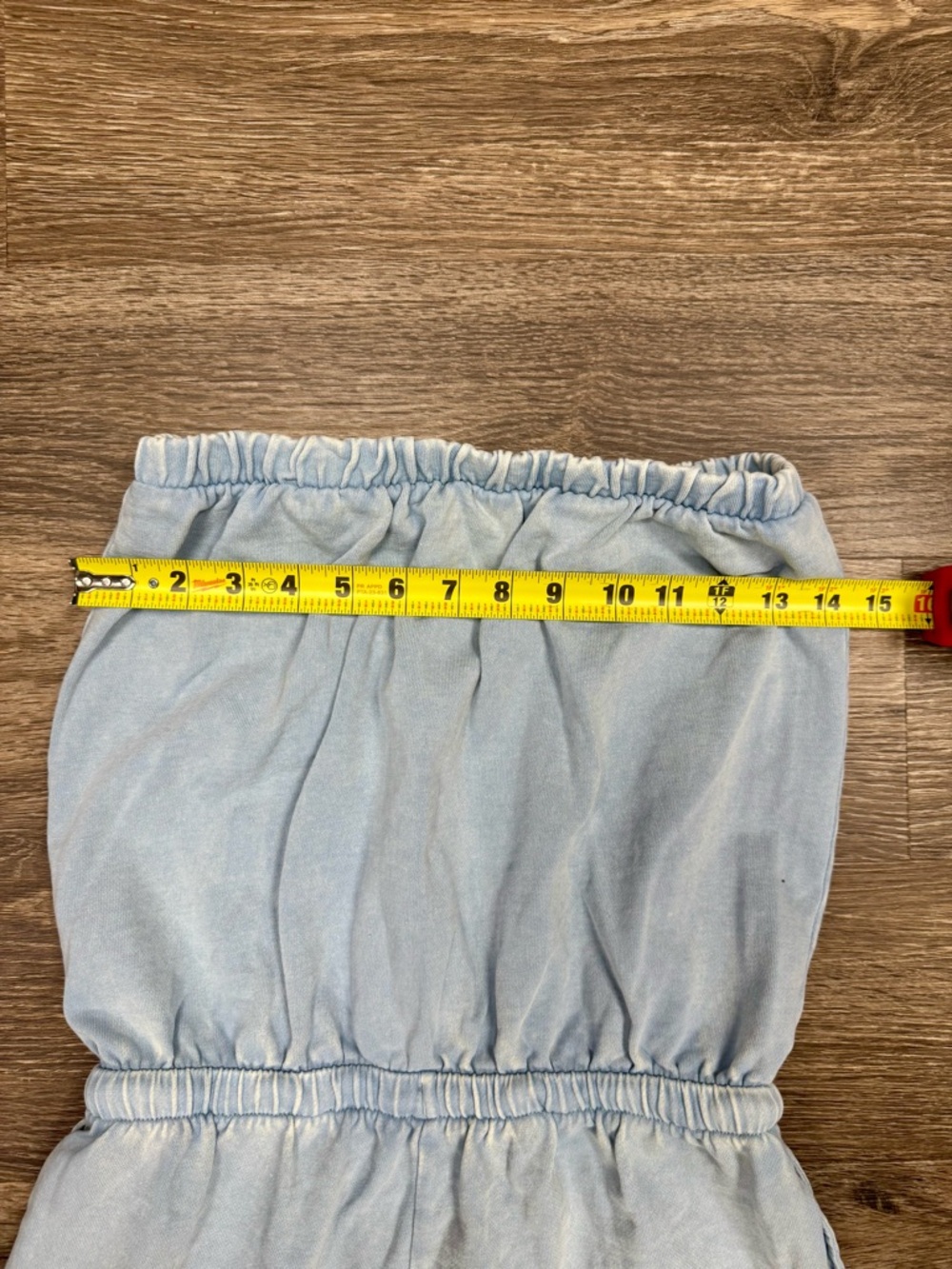 ZARA Strapless Blue Cotton Jumpsuit Tube Romper Jogger M - Picture 5 of 7